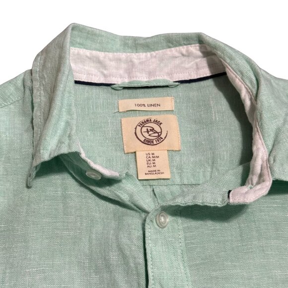 Panama Jack Light Green Linen Button-Down Shirt – Men’s Size M – Excellent - Picture 10 of 12